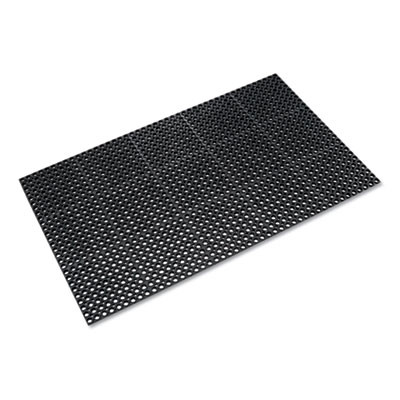 Safewalk Heavy-Duty Anti-Fatigue Drainage Mat, 0.88" Thick, 36" x 60", Black Raised Rib Perforated Surface