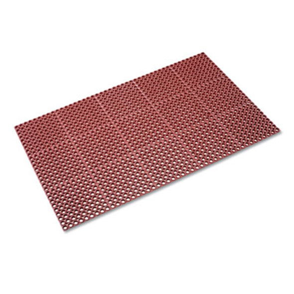 Safewalk Heavy-Duty Anti-Fatigue Drainage Mat, 0.88" Thick, 36" x 60", Terra Cotta Raised Rib Perforated Surface