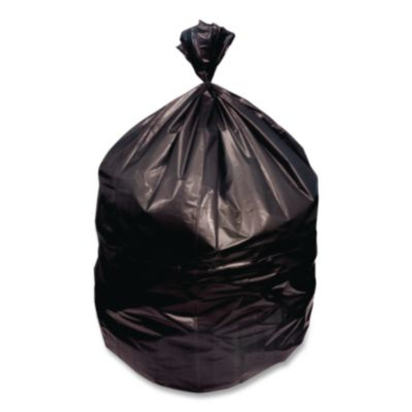 Reprocessed Resin Can Liners, 60 Gal, 1.5 Mil, 38" x 58", Black, Flat Pack, 100/Carton