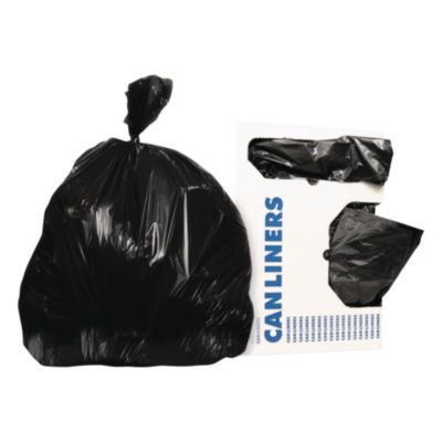 Reprocessed Resin Can Liners, 60 Gal, 1.5 Mil, 38" x 58", Black, Flat Pack, 100/Carton