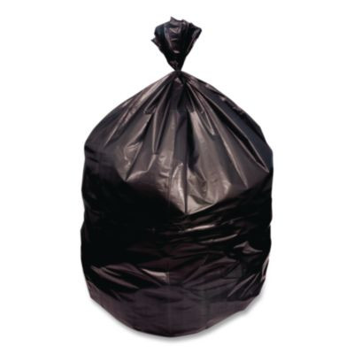 Reprocessed Resin Can Liners, 60 Gal, 1.5 Mil, 38" x 58", Black, Flat Pack, 100/Carton