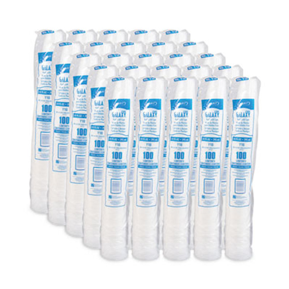 High-Impact Polystyrene Cold Cups, 10 Oz, Plastic, Translucent, 100/Sleeve, 25 Sleeves/Carton