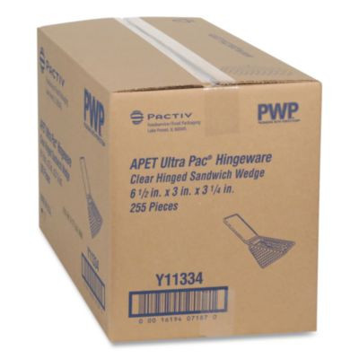 Plastic Hinged Lid Sandwich Container, 3.25 x 6.5 x 3, Clear, 85/Pack, 3 Packs/Carton