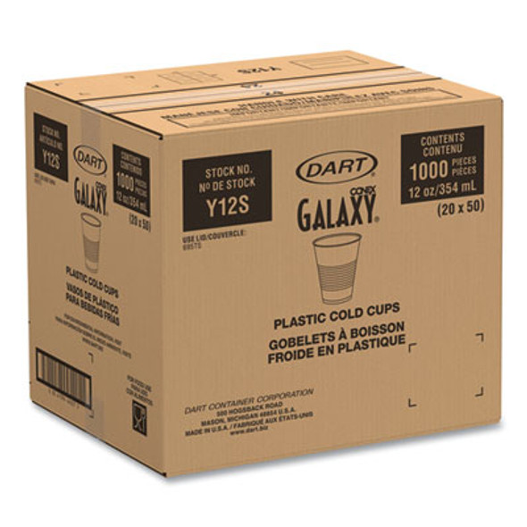High-Impact Polystyrene Squat Cold Cups, 12 Oz, Plastic, Translucent, 50/Sleeve, 20 Sleeves/Carton