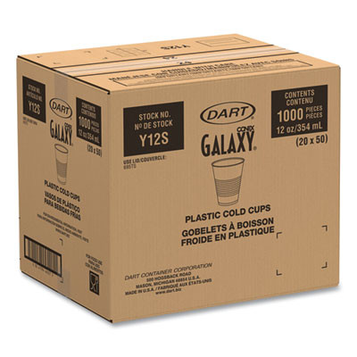 High-Impact Polystyrene Squat Cold Cups, 12 Oz, Plastic, Translucent, 50/Sleeve, 20 Sleeves/Carton