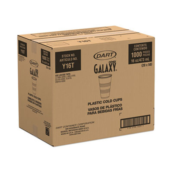 High-Impact Polystyrene Cold Cups, 16 Oz, Plastic, Translucent, 50/Pack