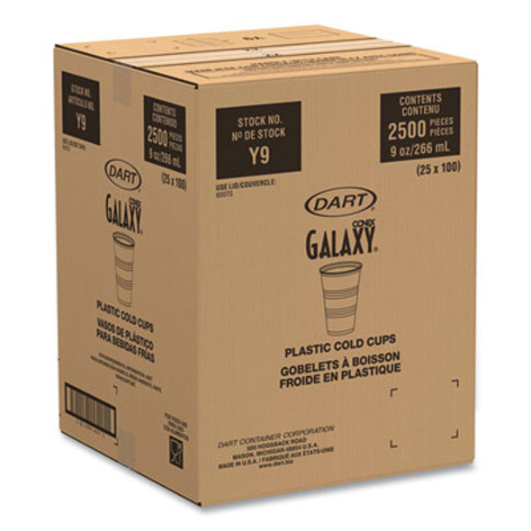 High-Impact Polystyrene Cold Cups, 9 Oz, Plastic, Translucent, 100/Sleeve, 25 Sleeves/Carton