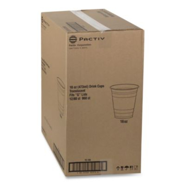 Translucent Drink Cups, 16 Oz, Plastic, 80/Pack, 12 Packs/Carton