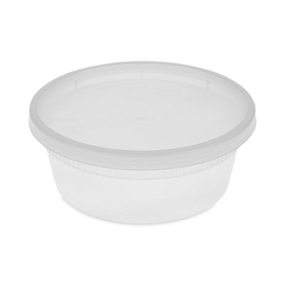 Newspring Delitainer Microwavable Container, 8 Oz, 4.7" Diameter x 1.8"h, Clear, Plastic, 240/Carton