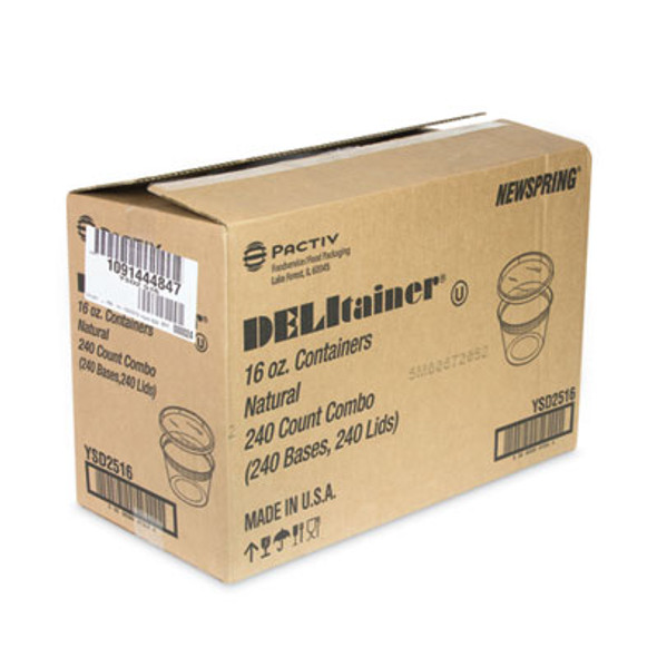 Newspring Delitainer Microwavable Container, 16 Oz, 2 x 2 x 2, Clear, Plastic, 240/Carton