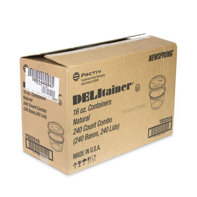 Newspring Delitainer Microwavable Container, 16 Oz, 4.7" Diameter x 3.1"h, Clear, Plastic, 240/Carton