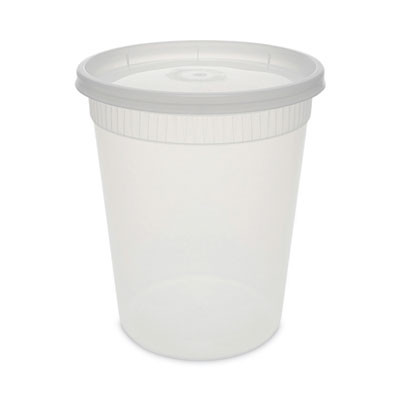 Newspring Delitainer Microwavable Container, 32 Oz, 4.7" Diameter x 5.6" h, Clear, Plastic, 240/Carton