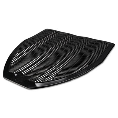 Disposable Urinal Floor Mat, Shield-Shaped, Fresh Blast Scent, Black Non-Slip Perforated Surface, 17.5" x 20.38", 6/Carton