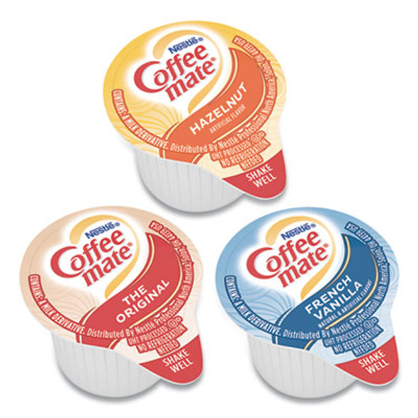 Liquid Coffee Creamer, Assorted Flavors, 0.38 Oz Mini Cups, 150/Carton
