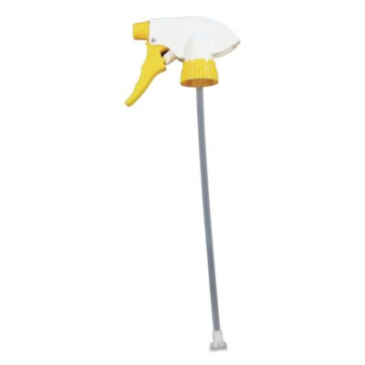 Chemical Resistant Trigger Sprayer, 9.88" Tube, Fits 32 Oz Bottles, Yellow/White, 24/Carton