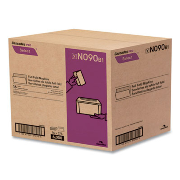 Select Full Fold Ii Napkins, 1-Ply, 12 x 12, White, 375/Pack, 24/Carton