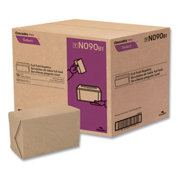 Select Full Fold Ii Napkins, 1-Ply, 12 x 12, White, 375/Pack, 24/Carton