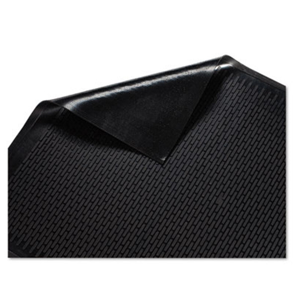 Clean Step Outdoor Rubber Scraper Mat, Black Ribbon Ribbed Polypropylene Surface, 36" x 60"