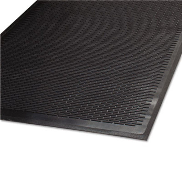 Clean Step Outdoor Rubber Scraper Mat, Black Ribbon Ribbed Polypropylene Surface, 36" x 60"