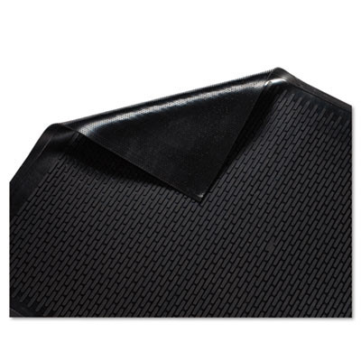 Clean Step Outdoor Rubber Scraper Mat, Black Ribbon Ribbed Polypropylene Surface, 36" x 60"
