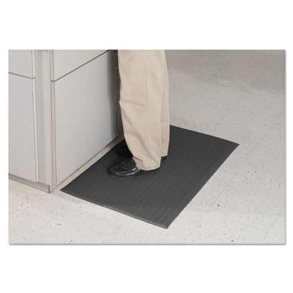 Air Step Anti-Fatigue Mat, Rectangular, Black Ribbed Surface, 24" x 36"