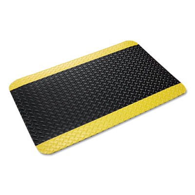 Industrial Deck Plate Anti-Fatigue Mat, Rectangular, Black/Yellow Raised Diamond Surface, 36" x 60"