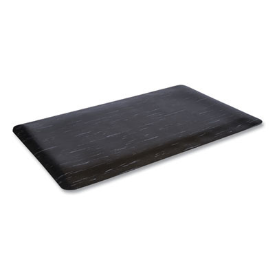 Cushion-Step Marbleized Rubber Mat, Rectangular, Black Smooth Surface, 36" x 72"