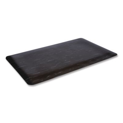 Cushion-Step Marbleized Rubber Mat, Rectangular, Black Smooth Surface, 36" x 72"