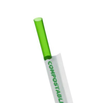 Wrapped Straw, 7.75", Plastic, Green, 9,600/Carton