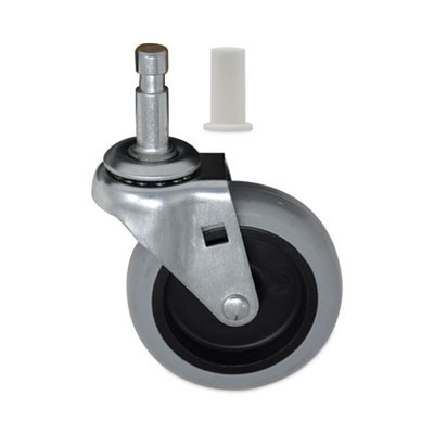 Mop Bucket/Wringer Replacement Caster, Grip Ring Type C Stem, 3" Wheel, Black/Gray/Silver