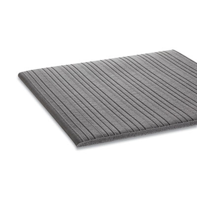 Ribbed Vinyl Anti-Fatigue Mat, Rectangular, Gray Ribbed Surface, 24" x 36"