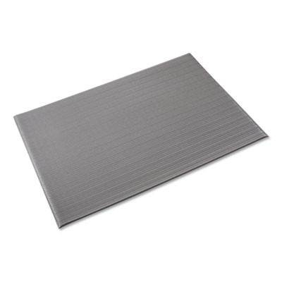 Ribbed Vinyl Anti-Fatigue Mat, Rectangular, Gray Ribbed Surface, 36" x 10 Ft