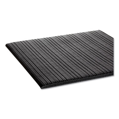 Ribbed Vinyl Anti-Fatigue Mat, Rectangular, Black Ribbed Surface, 36" x 60"