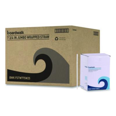 Flexible Wrapped Straws, 7.75", Plastic, White, 500/Pack, 20 Packs/Carton