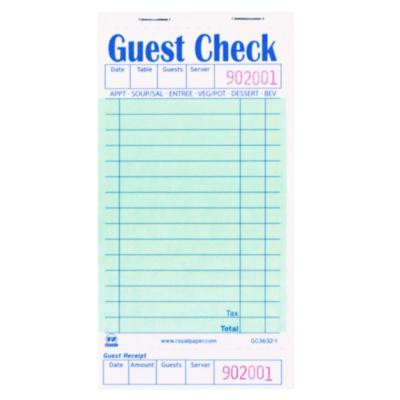 Guest Check Pad With Ruled Back, 15 Lines, One-Part (No Copies), 3.5 x 6.7, 50 Forms/Pad, 50 Pads/Carton