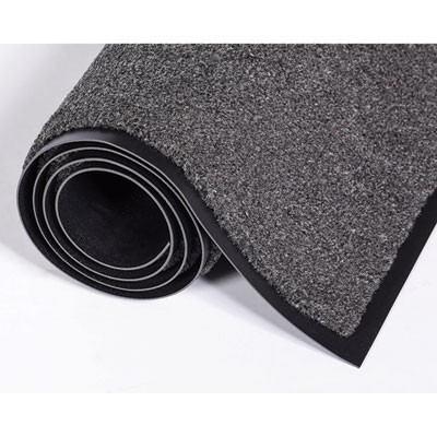 Rely-On Olefin Indoor Wiper Mat, Rectangular, Charcoal Gray Cut Pile Surface, 36" x 10 Ft