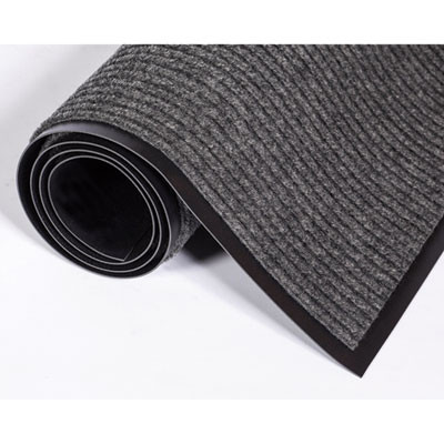 Needle-Rib Wiper/Scraper Mat, Rectangular, Gray Ribbed Surface, 36" x 10 Ft