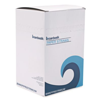 Unwrapped Paper Straws, 7.75 x 0.25, White, 4,800/Carton