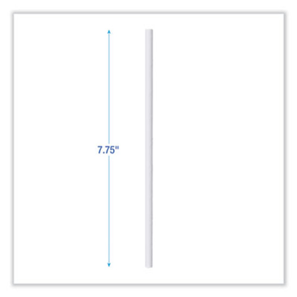 Individually Wrapped Paper Straws, 7.75 x 0.25, White, 3,200/Carton