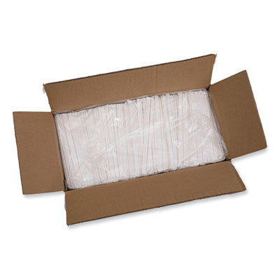 Individually Wrapped Paper Straws, 7.75 x 0.25, White, 3,200/Carton