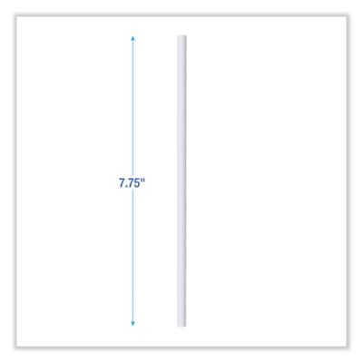 Individually Wrapped Paper Straws, 7.75 x 0.25, White, 3,200/Carton