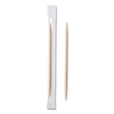 Cello-Wrapped Round Wood Toothpicks, 2.5", Natural, 1,000/Box, 15 Boxes/Carton