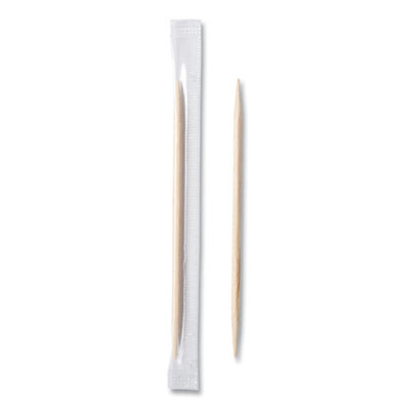 Cello-Wrapped Round Wood Toothpicks, Mint, 2.5", Natural, 1,000/Box, 15 Boxes/Carton