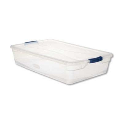 Clever Store Basic Latch-Lid Container, 10.25 Gal, 17.75" x 29" x 6.13", Clear