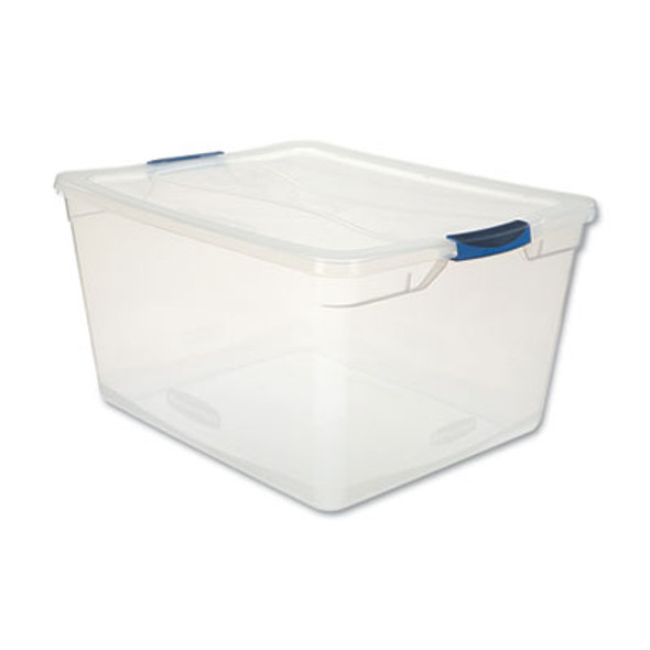 Clever Store Basic Latch-Lid Container, 17.75 Gal, 18.63" x 23.5" x 12.25", Clear