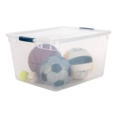 Clever Store Basic Latch-Lid Container, 17.75 Gal, 18.63" x 23.5" x 12.25", Clear