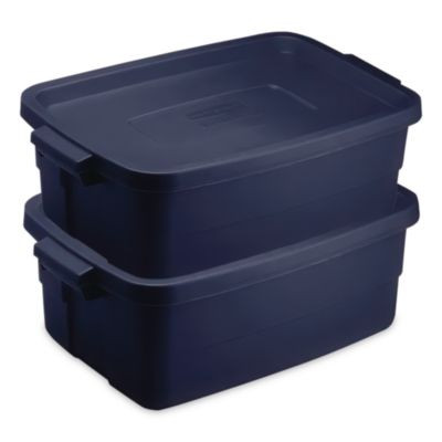 Roughneck Storage Box, 3 Gal, 10.63" X 15.69" X 7", Dark Indigo Metallic