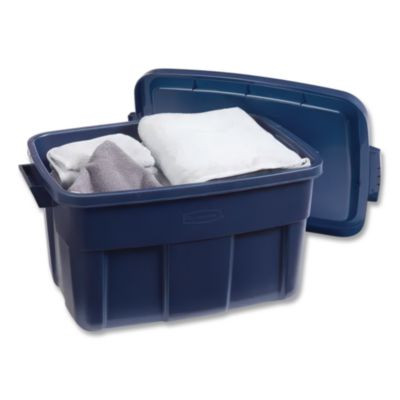 Roughneck Storage Box, 14 Gal, 15.88" X 23.88" X 12.25", Dark Indigo Metallic