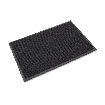 Super-Soaker Wiper/Scraper Mat With Gripper Bottom, Rectangular, Charcoal Gray Loop Pile Surface, 24" x 36"