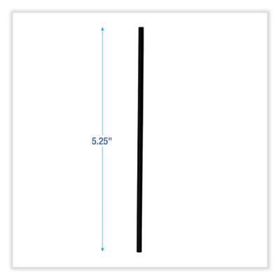 Single-Tube Stir-Straws, 5.25", Polypropylene, Black, 1,000/Pack, 10 Packs/Carton